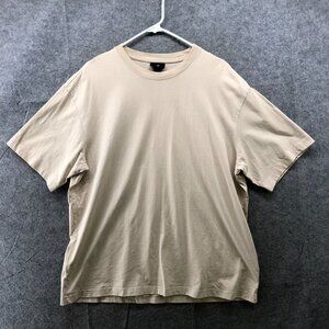 H&M Loose Fit T Shirt Mens XL Beige Cotton Short Sleeve Crewneck Tee Relaxed